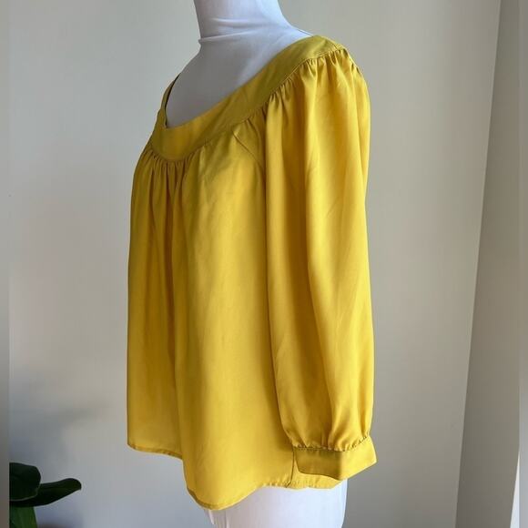 ANTHROPOLOGIE MAEVE MUSTARD YELLOW OFF THE SHOULDER BLOUSE SIXE XS - Picture 5 of 7